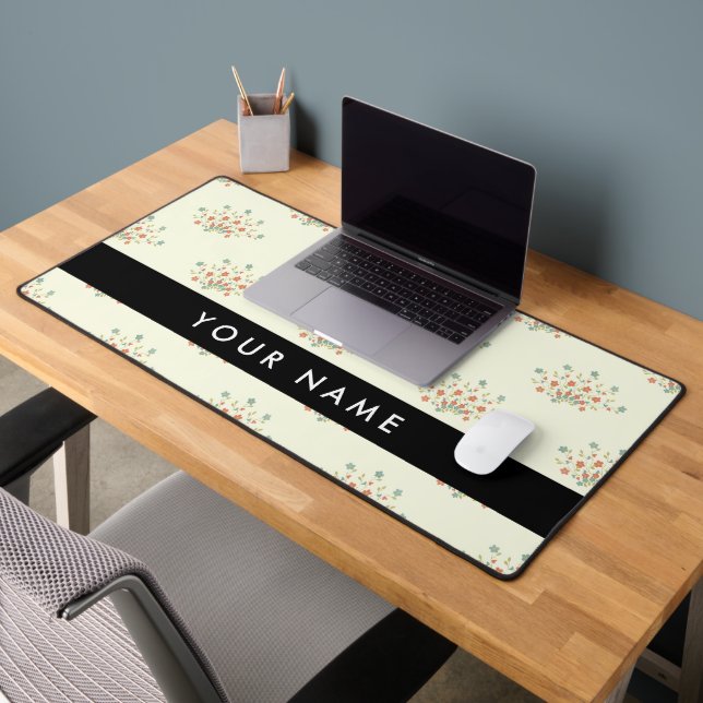 Fleurs bleues et rouges, noires, votre nom (Bureau 2)