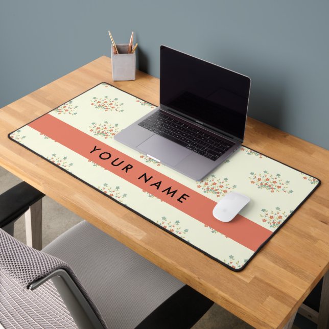 Fleurs bleues et rouges, rouge, votre nom (Bureau 2)