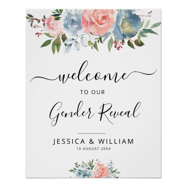 fleurs bleues et rousses bébé sexe révéler signe (Devant)