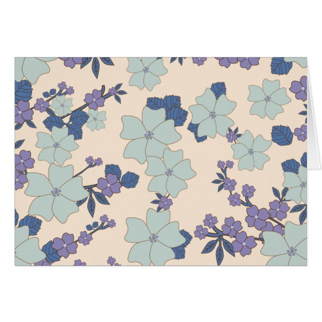 Fleurs Bleues, Fleurs Violettes, Motif Floral (Devant horizontal)