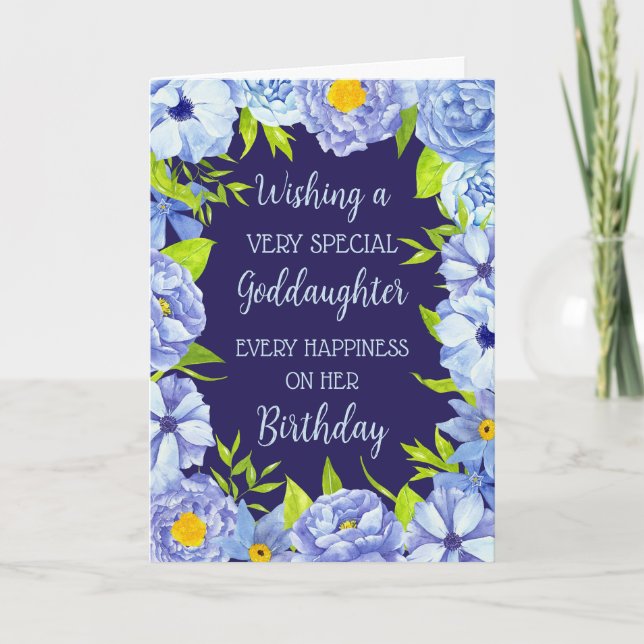 Fleurs bleues Godgirl Carte d'anniversaire (Devant)