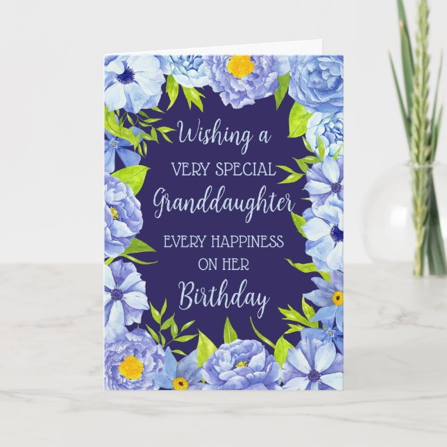 Fleurs bleues Grandgirl Carte d'anniversaire (Devant)
