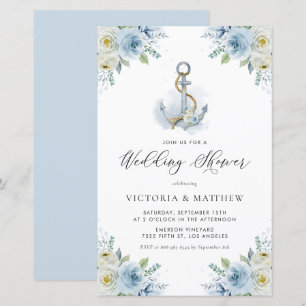 Fleurs bleues Invitation Wedding shower nautique