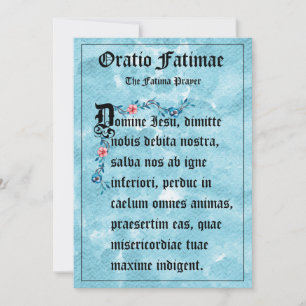 Fleurs bleues La prière Fatima en latin