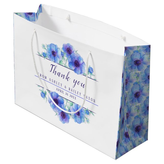 fleurs bleues mariages merci grand sac cadeau (Dos Angle)