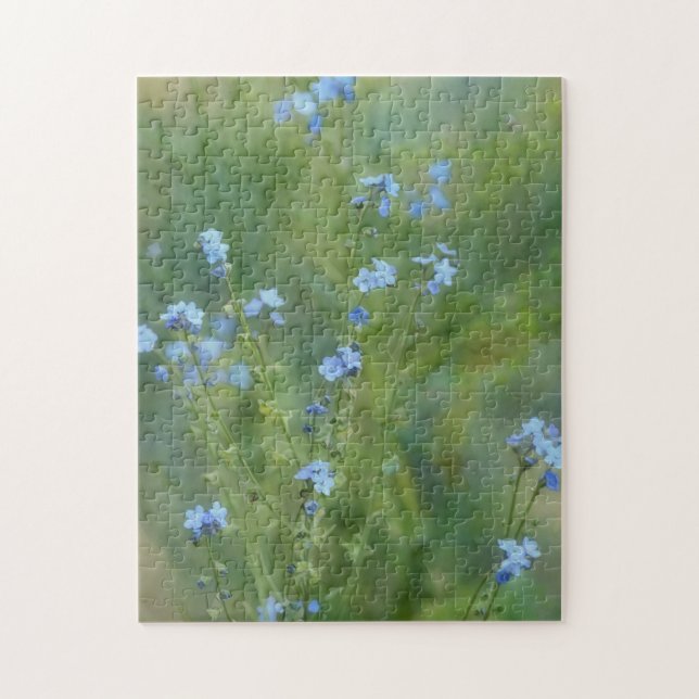 Fleurs Bleues Nature Florale Art Puzzle (Vertical)