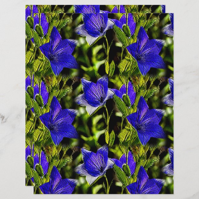Fleurs Bleues Nature Motif Scrapbook (Devant / Derrière)