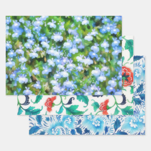 Fleurs bleues Papier d'artisanat Vintage à la flor