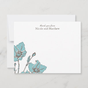 Fleurs Bleues Plat Cartes de Remerciement