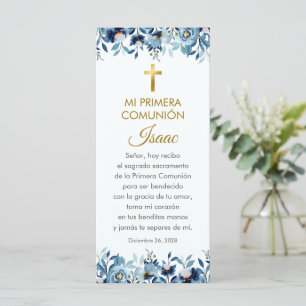 Fleurs bleues Premier Signet communion en espagnol