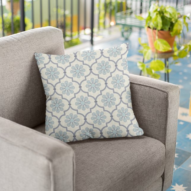 Fleurs Bleues/Rayures Oreillers Décoratifs (Créateur téléchargé)