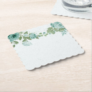 fleurs bleues romantiques sous-verre en papier ver