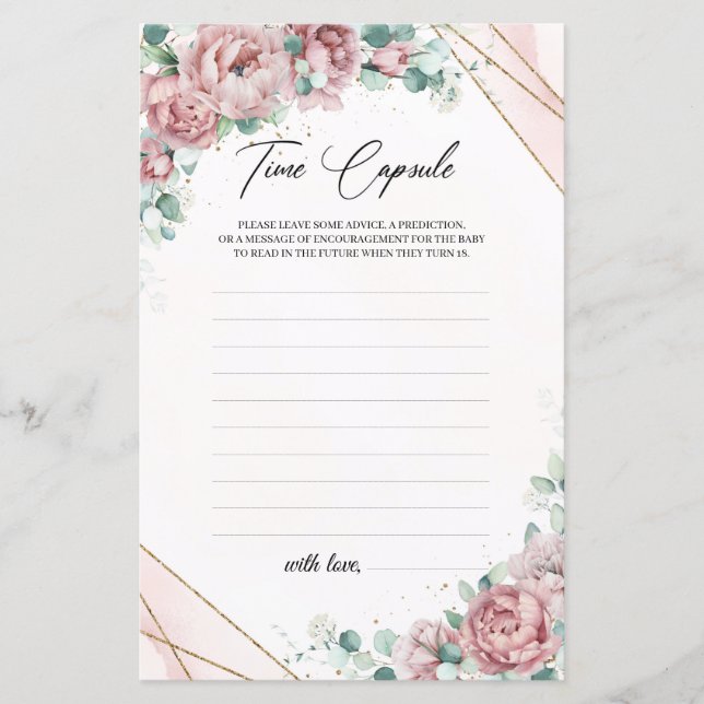 Fleurs bleues rose eucalyptus or Temps Capsule (Devant)