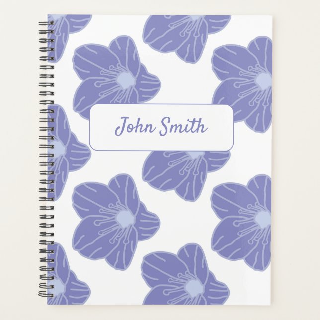 Fleurs bleues sur blanc_ motif floral Script (Devant)