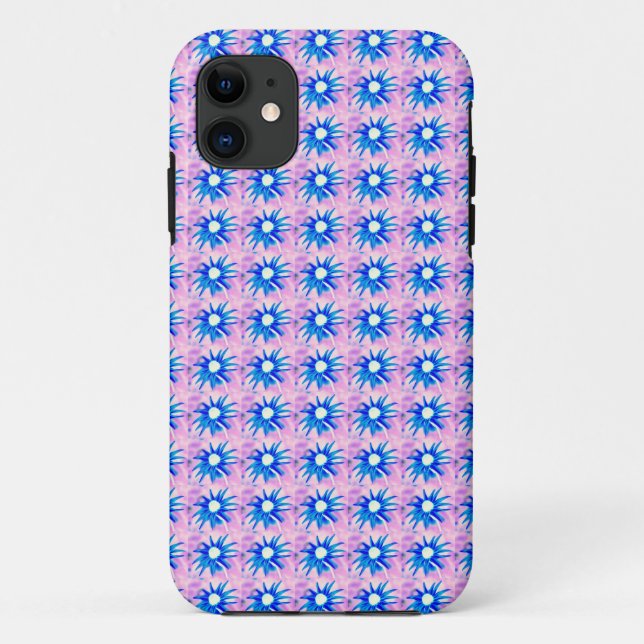 fleurs bleues sur coque rose (Dos)