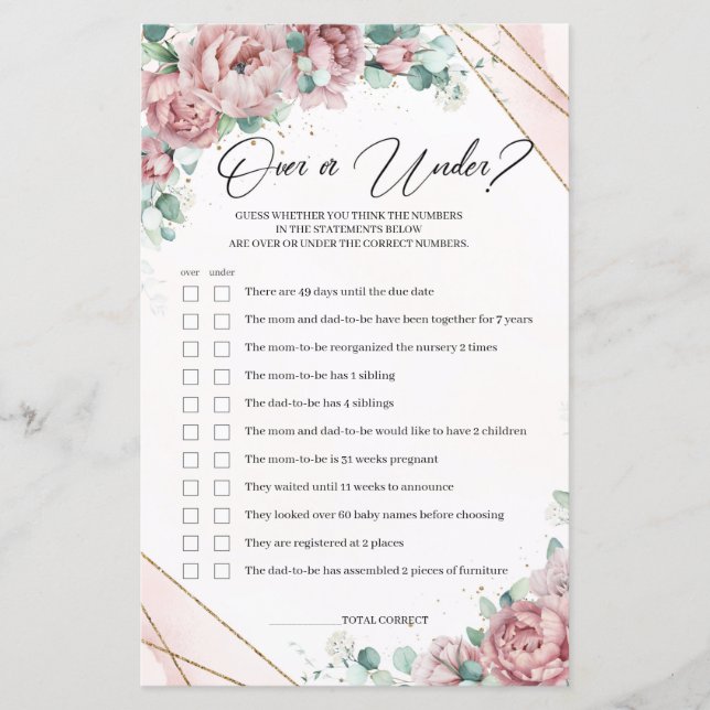 Fleurs bohème faux or sur ou sous le jeu de bébé (Devant)