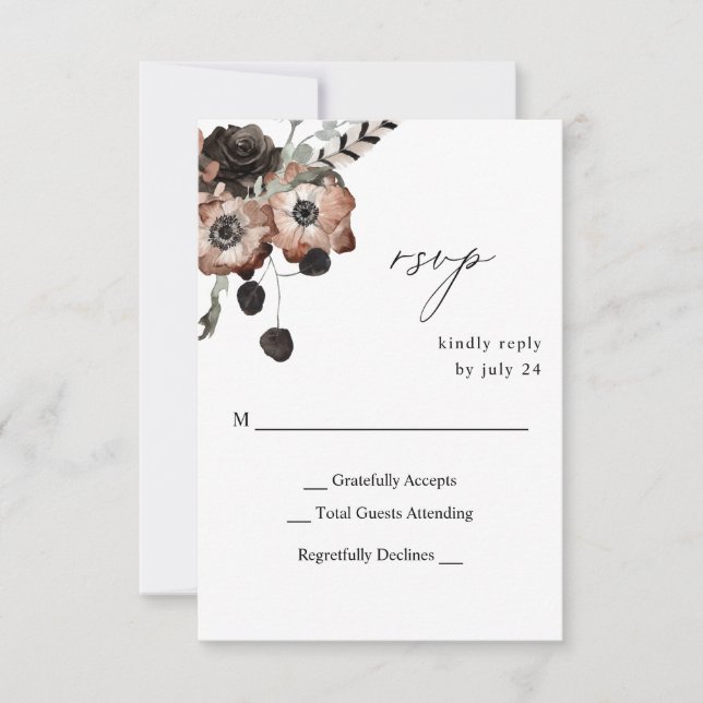 Fleurs Bohème Noires & Naturelles sans RSVP de rep (Devant)