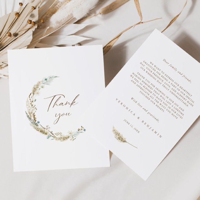 Fleurs bohèmes et Carte de remerciements en laiton (Créateur téléchargé)