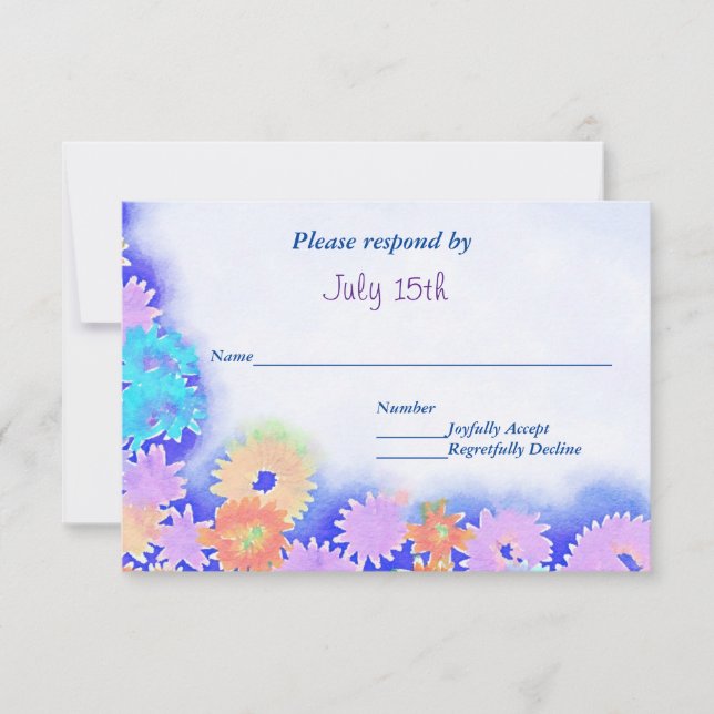Fleurs Boho Arc-en-ciel multicolores RSVP (Devant)