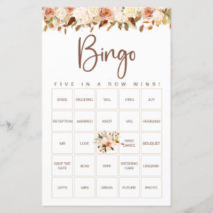 Fleurs Boho Automne   Jeu de Bingo de Mariage
