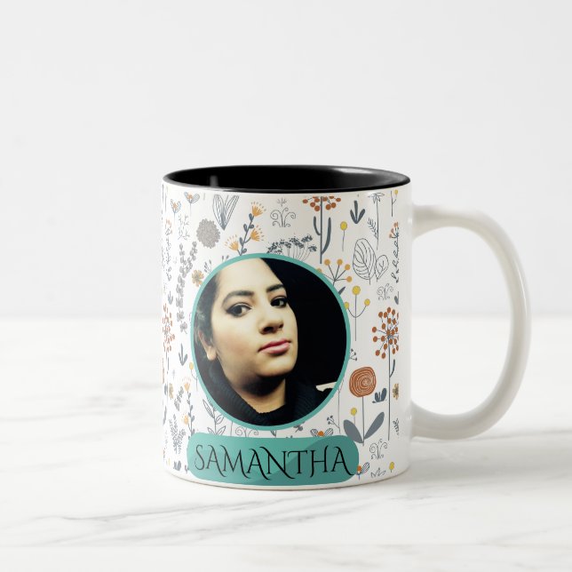 Fleurs Boho personnalisées Fête des Mères Mug (Droit)