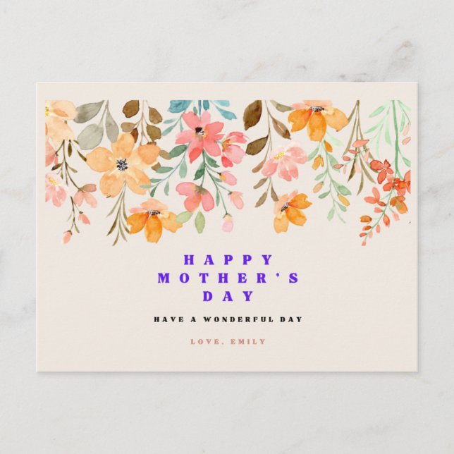 Fleurs Bonne carte de voeux de Fête des mères (Devant)