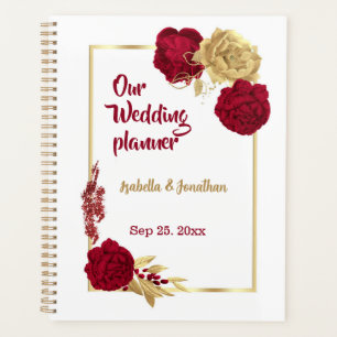 fleurs bordeaux et or élégant mariage