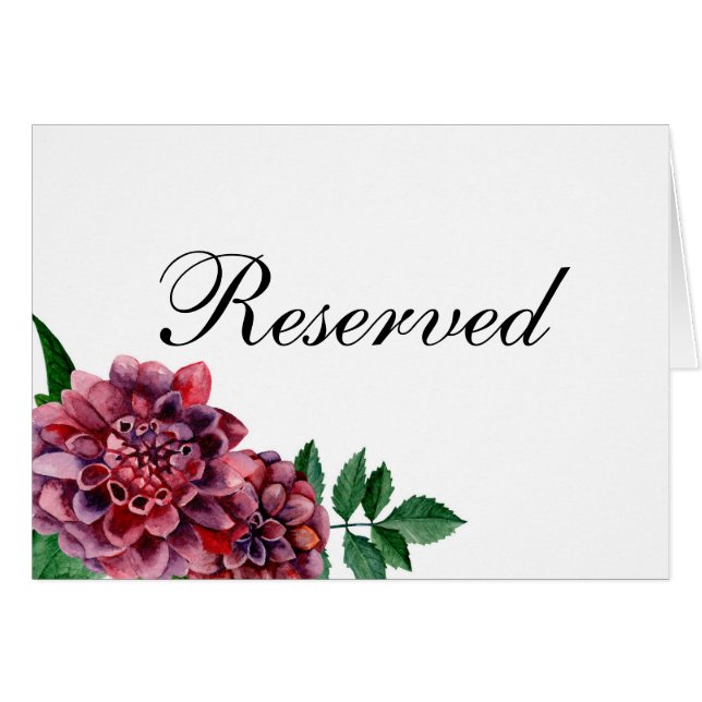 Fleurs bordeaux. Panneau de mariage réservé floral (Devant Horizontal)