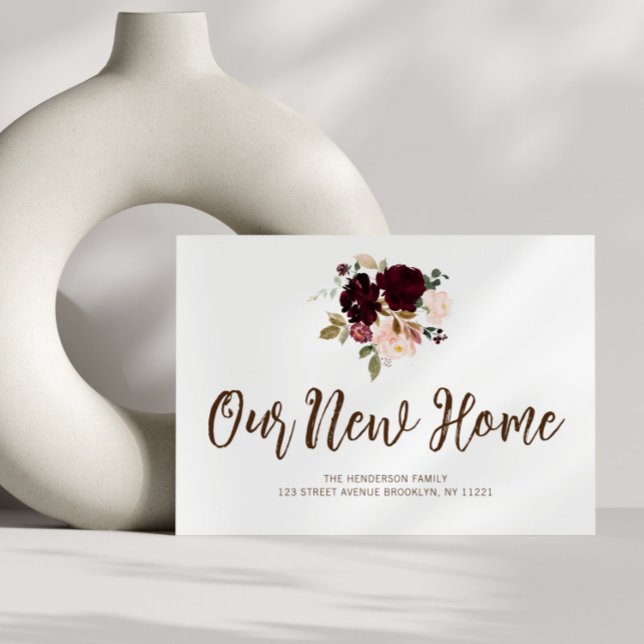 fleurs bordeaux que nous avons bougé faire-part (Créateur téléchargé)