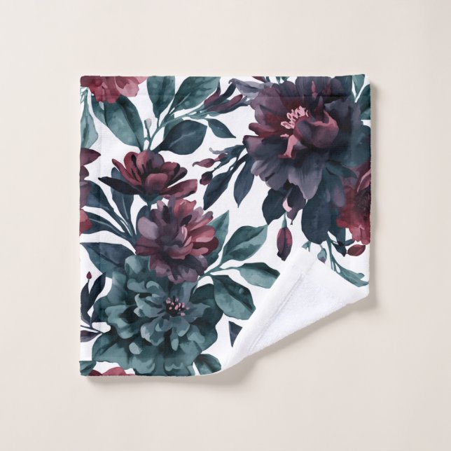 Fleurs Botaniques Aquarelle Maussade Floral (Gant de toilette)