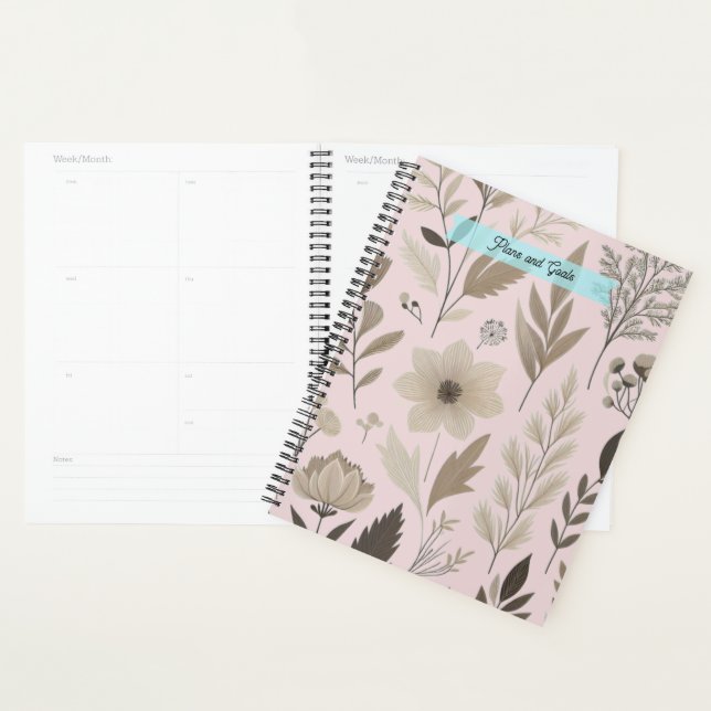 Fleurs Botaniques Rose Pâle et Taupe  (Devant avec enveloppe)