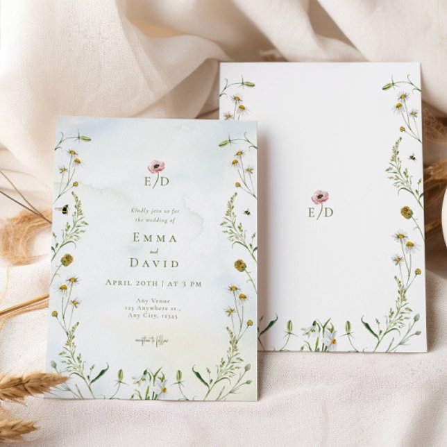 Fleurs botaniques rustiques Faire-part de mariage  (Créateur téléchargé)