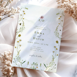 Fleurs botaniques rustiques Faire-part de mariage 