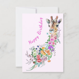 Fleurs Bouquet Giraffe Carte Anniversaire