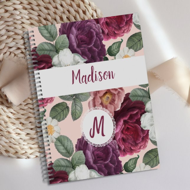 Fleurs Bourguignon Élégantes Monogramme Tendance (Créateur téléchargé)