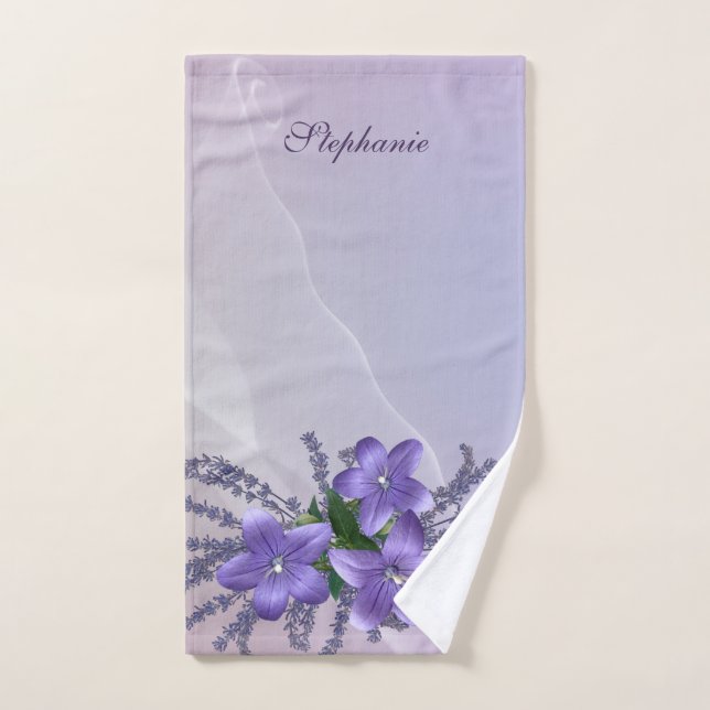 Fleurs Campanula Lavender Lumière Violet Arrière - (Serviette à main)
