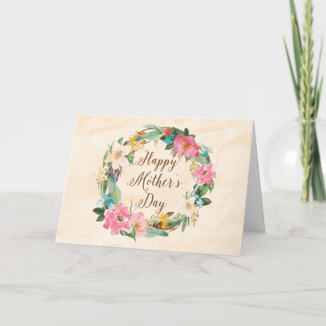 Fleurs Carte Fête de la Mère Aquarelle (Devant)