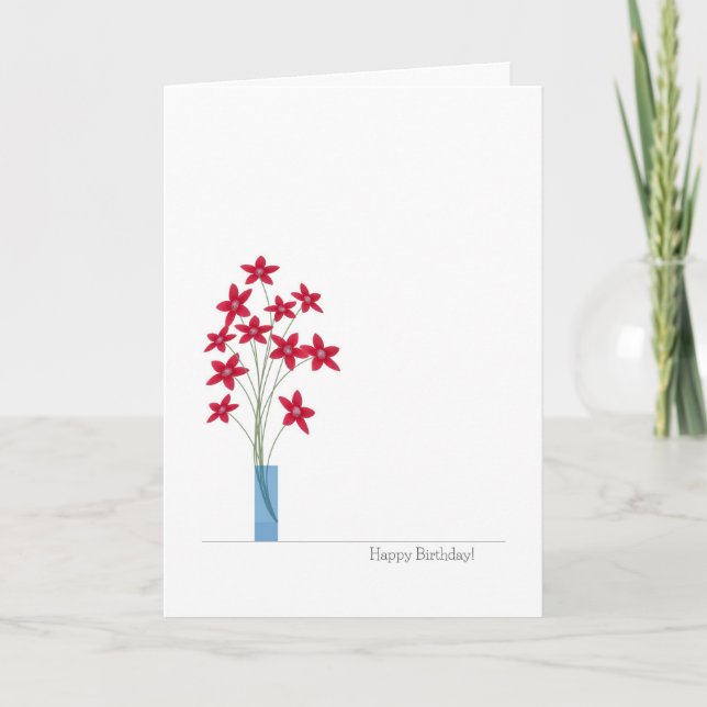 Fleurs Cartes d'Anniversaire, Fleurs rouges coloré (Devant)