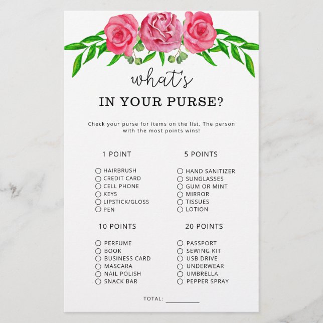 Fleurs ce qui est dans votre jeu de bourse (Devant)