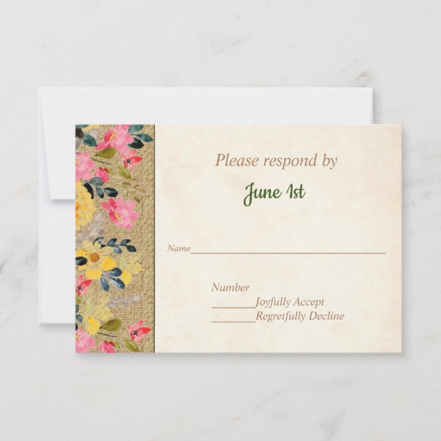 Fleurs champêtres sur faire-part de mariage en toi (Devant)