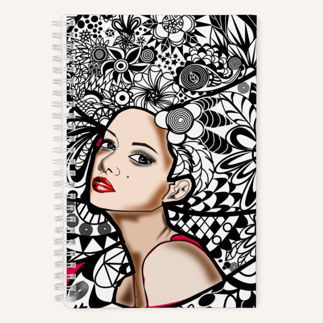 Fleurs Cheveux Dame Cahier (Recto)