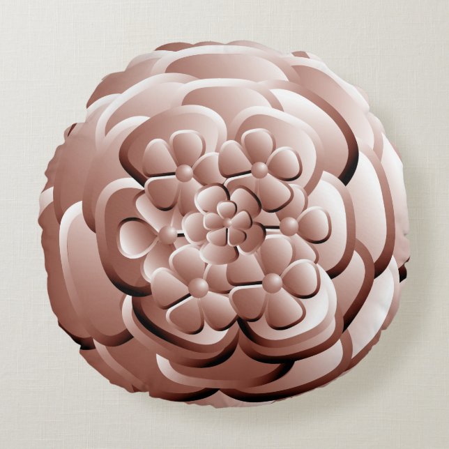 Fleurs Chrome - Coussin rond de cuivre (Devant)