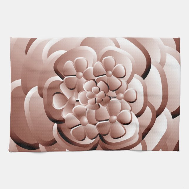 Fleurs Chrome - Cuivre Serviette de cuisine (Horizontal)