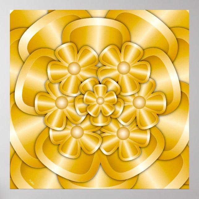 Fleurs Chrome - Poster Or (Devant)