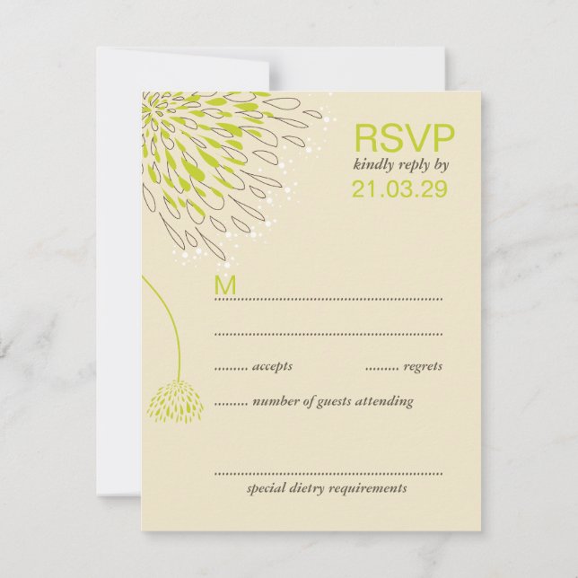 Fleurs Chrysanthemum Floral Mariage élégant RSVP (Dos)