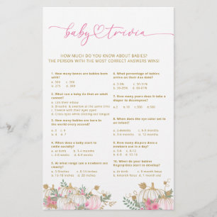 Fleurs Citrouilles roses Baby Trivia Jeu