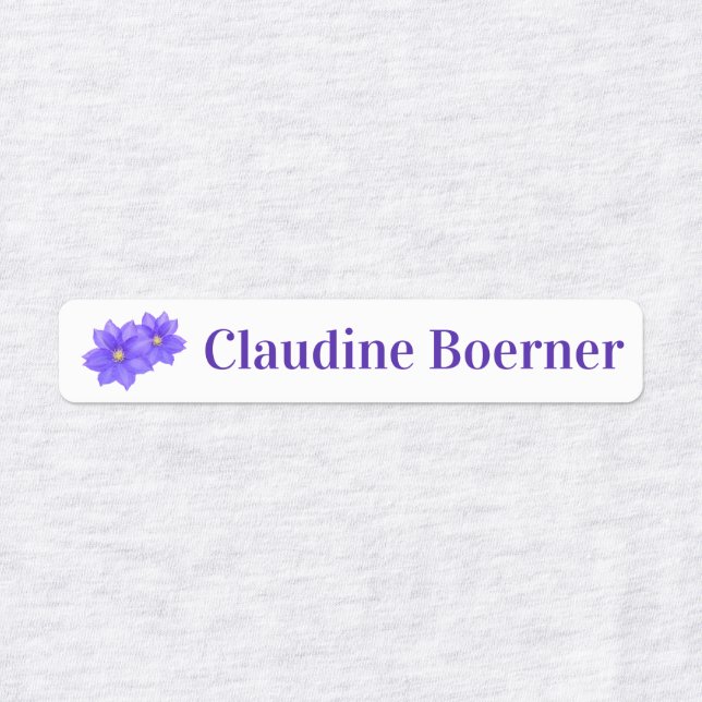 Fleurs Clematis Fer Sur Étiquette (Design 1)