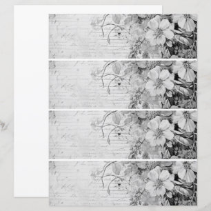 Fleurs Collage Vintage 1 Noir et Blanc