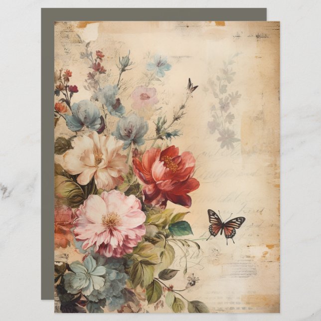 Fleurs Collage Vintage 2b (Devant / Derrière)