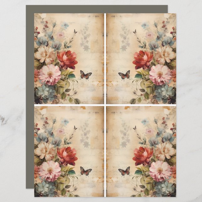 Fleurs Collage Vintage 2b (Devant / Derrière)